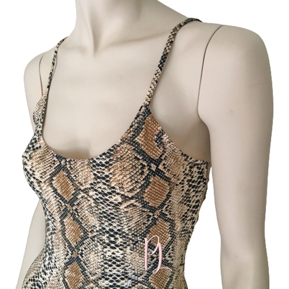 Hera Collection Snakeskin Print Bodycon Bandaid Mini Slip Dress - Picture 6 of 12